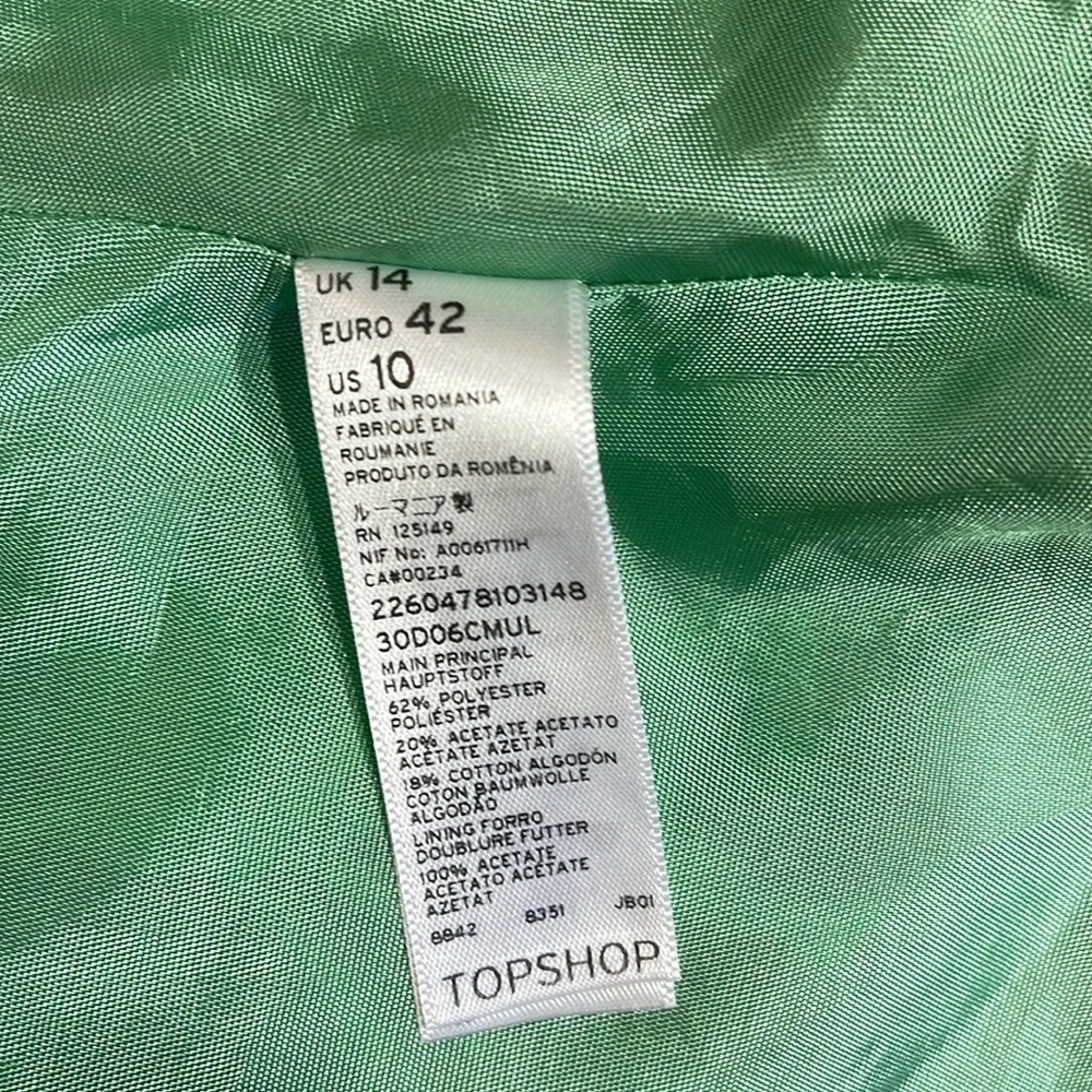 Topshop Tall US 10 Green Floral Jacquard Fit & Flare Cocktail Dress - Picture 7 of 9